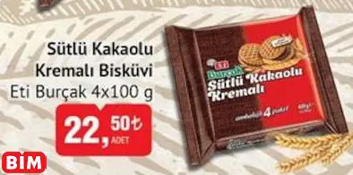 ETİ BURÇAK SÜTLÜ KAKAOLU KREMALI BİSKÜVİ ETİ BURÇAK SÜTLÜ KAKAOLU KREMALI BİSKÜVİ